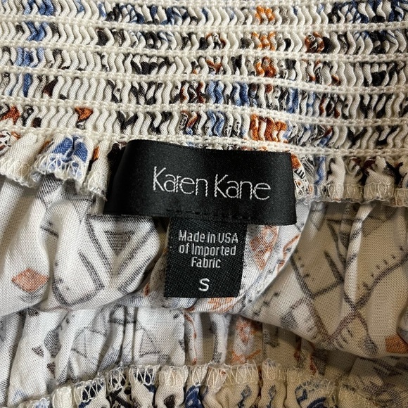 Karen Kane Southwest Pattern Ruched Neckline Puff Sleeve Top Size Small - Picture 8 of 11